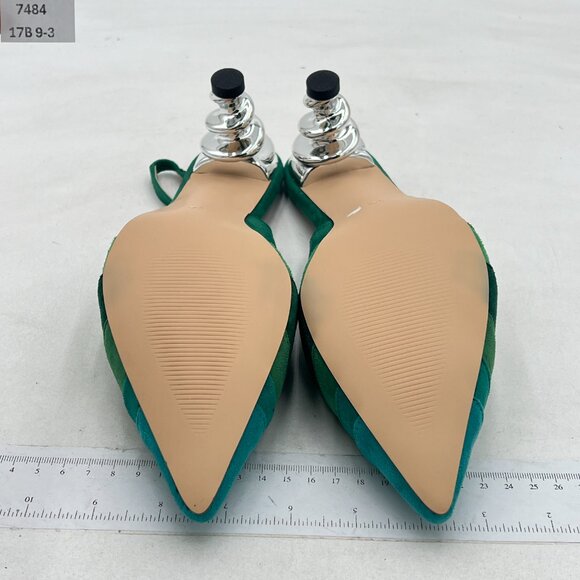 FOWT Women Rainbow Color Stripes Strange Spiral High Heel Pumps Slip On Pointed - Picture 7 of 8